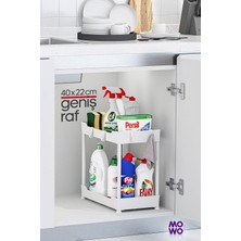 Iki Katlı Beyaz Çok Amaçlı Mutfak ve Banyo Rafı