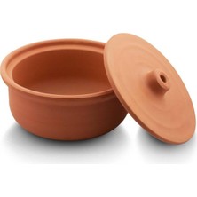 abnturk 26CM Boyutunda 5-6 Kişilik El Yapımı Kapaklı Toprak Güveç Tencere Yemek Pişirme Kabı