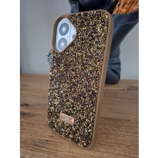 Epro iPhone 16 Uyumlu Simli Taşlı Işıltılı Kamera Koruma Çıkıntılı Içi Kadife Şık Lüks Kılıf