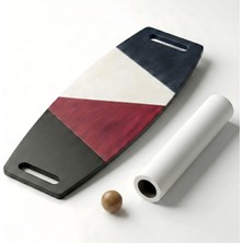 Wood Stone Art Renkli Denge Tahtası Balance Roller Board Çift Fonksiyonlu Sörf Eğitim Tahtası Kaykay Eğitim Tahtası 73 x 31 CM