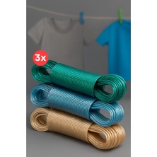 3'lü Çelik Ipli Silikon Kaplama Çamaşır Ipi 10M, Dayanıklı ve Pratik