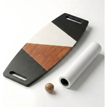 Wood Stone Art Renkli Denge Tahtası Balance Roller Board Çift Fonksiyonlu Sörf Eğitim Tahtası Kaykay Eğitim Tahtası 73 x 31 cm