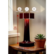 Brokoli Home Avec Dokunmatik Masa Lambası 3 Işık Renkli Dim Ayarlı Şarjlı Masa Lambası Ledli  Abajur Bordo