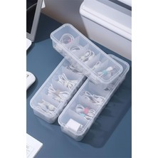 3'lü 5 Bölmeli Kapaklı Çekmece Düzenleyici Organizer Kablo Saklama Kutusu