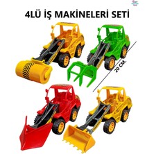 Brother Toys 4'lü Iş Makinesi Seti Kepçe, Biçerdöver, Silindir, Kar Küreyici - Plastik Iş Makinaları 20 Cm.