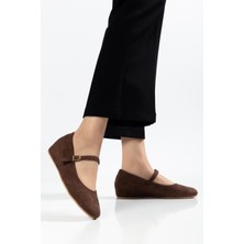 Suins Shoes Suins Maya Süet Kadın Gizli Topuk Babet Ayakkabı Dolgu Topuk Babet Ayakkabı