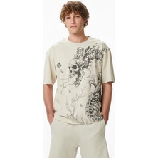 United4 Unıted4 Regular Fit Erkek Krem T-Shirt.tas