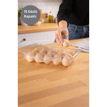 15 Bölmeli Kapaklı Yumurta Saklama Kabı, Buzdolabı Organizer