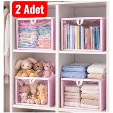 Puantiyeli Dolap Kutu Raf Organizer 2'li Set, Şeffaf Pvc Kapaklı 30X30X30CM