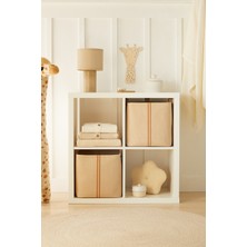 Ocean Home Textile 2 Adet Jüt Keten Kumaş Dolap İçi Oyuncak Düzenleyici Katlanır Saklama Sepeti Organizer 30x30x30 cm