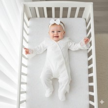 Miniday Kız Bebek Uyku Tulumu Dantelli Bandanalı %100 Cotton Ekru Nefes Alabilen Özellik