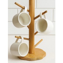 Şık ve Doğal Bambu Fincan ve Bardaklık, 35 Cm, Düzenli ve Estetik Saklama