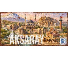 AYNED Print Aksaray Manzaralı Dekoratif Alüminyum Tabela – Rustik Eskitme Stil Duvar Dekoru