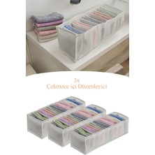 3 Adet Medium 11 Gözlü Çekmece Içi Düzenleyici Organizer 16X40X12CM