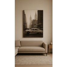 Safir Design Ikonik New York Taksi ve Gökdelenler Modern Kanvas Tablo