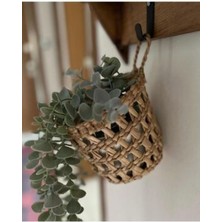 Dekoratif Hasır Kaktüs Sepet, Mutfak ve Duvar Aksesuarı, Askı Sepet