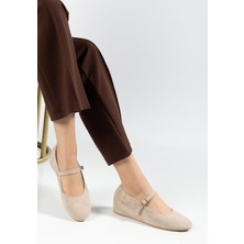 Suins Shoes Suins Maya Süet Kadın Gizli Topuk Babet Ayakkabı Dolgu Topuk Babet Ayakkabı