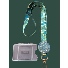 Staffy Rozet Li Tasarım Badem Ağacı Temalı Yaka Ipi ve Kartlık