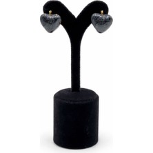 Pangu Altın Renk Kalp Form Mineli Çelik Küpe