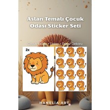 Aslan Temalı Çocuk Odası Sticker Seti | 2 Farklı Boy | Dolap ve Duvar Dekoru