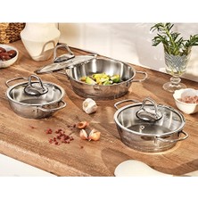 Emsan Valeria Çelik Sahan Seti 6 Parça 14-16-18 cm 3 Adet