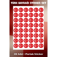 Türk Bayrağı Sticker Set | 48 Adet | 1 Sayfa Büyük Boy Çıkartma