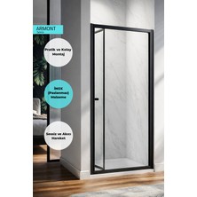 Monaqua Armont Duşakabin Ön Cephe Katlanır Akordiyon Kapı Siyah Alüminyum Profil Ipek Satine Temperli Cam