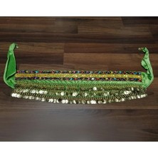 Yeşil Kaftan Collection Kadife Şakira Kemeri 150 cm Uzunluk 22 cm Genişlik Özel Tasarım Aksesuar