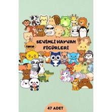 47 Adet Sevimli Hayvan Sticker Seti – Çıkartma, Laptop, Telefon, Defter, Ajanda Süsleme
