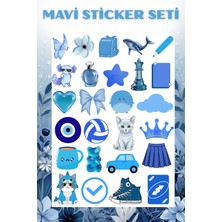 Mavi Estetik Sticker Seti | Laptop, Ajanda ve Defter Için | Premium Çıkartma