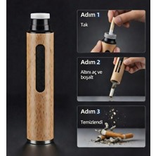 Lüks Kayın Ağacı Araç Sigara Tutucu. Portatif Duman Küllük, Kül Dökülmez. Şık ve Dayanıklı Yapı Gri