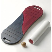 Wood Stone Art Kırmızı/lacivert Denge Tahtası Balance Roller Board Çift Fonksiyonlu Sörf Eğitim Tahtası Kaykay Eğitim Tahtası