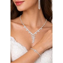Nati Co Kristal Taşlı Abiye / Gelin Takı Seti – Kolye Küpe Bileklik 3’lü Şık Davet Set