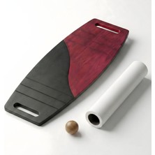 Wood Stone Art Siyah/kırmızı Denge Tahtası Balance Roller Board Çift Fonksiyonlu Sörf Eğitim Tahtası Kaykay Eğitim Tahtası