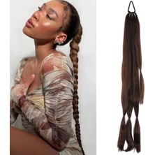 Similar Üçlü Örgü Tokalı At Kuyruğu / Kahve Karamel