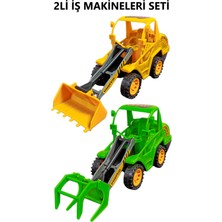 Brother Toys 2'li Iş Makinesi Seti Kepçe, Biçerdöver - Plastik Iş Makinaları 20 Cm.