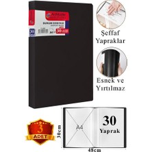 ArtMaster Siyah Sunum Dosyası 30 Lu 3 Adet Poşet Dosyalı Katalog Dosyası 30 Poşetli Kendinden Dosya Plastik Kapaklı