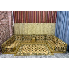 Coton Şark Köşesi Minder, Kilim Takımı Konsept Sarı 15 Parça