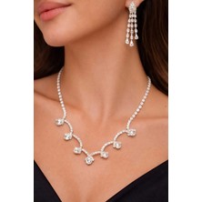 Nati Co Zarif Taş Işlemeli Şık Kolye Küpe Takım