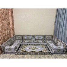 Coton Şark Köşesi Minder, Kilim Takımı Konsept Gri 15 Parça