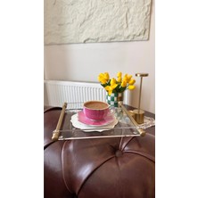 Melor Design Pleksi Kahve Sunum Tepsi Boru Kulp Mat Gold