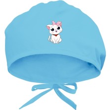 Sevimli Beyaz Kedi Tasarımlı Cerrahi Bone, Konforlu ve Şık Kullanım