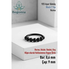 Begonia Accessories 925 Ayar Gümüş 7 Top Siyah Halka Küpe Olarak Kullanıma Uygun Hızma