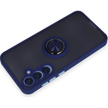 Newface Samsung Galaxy A35 5g Kılıf Montreal Yüzüklü Silikon Kapak - Lacivert