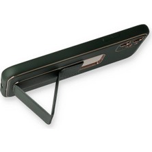 Newface Iphone 12 Kılıf Coco Deri Standlı Kapak - Füme