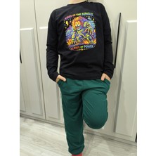 Pidal Giyim Galaktik Aslan Temalı Neon Renk Baskılı Pamuklu Yumuşak Dokulu Uzun Kollu Erkek Çocuk Eşofman Takımı