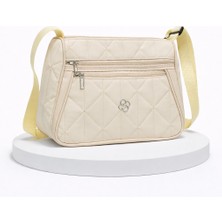 Krem Kapitone Kadın Omuz Çantası Çok Gözlü Fermuarlı Günlük Çapraz Askılı Çanta – Sudedi Home