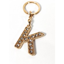 Moncuk Design K Harfi Taşlı Gold Renk Metal Anahtarlık – Şık ve Işıltılı Harf Tasarımı