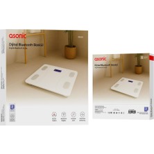 Asonic BS260 Beyaz 2-Aaa Pil Dijital Bluetooth Baskül (Sensör-Temperli Cam-Otomatik Sıfırlama)