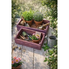 Seymen Bıçakçılık 2’li Rustik Ahşap Bahçe Kasası – Dekoratif Saksı & Organizer Seti